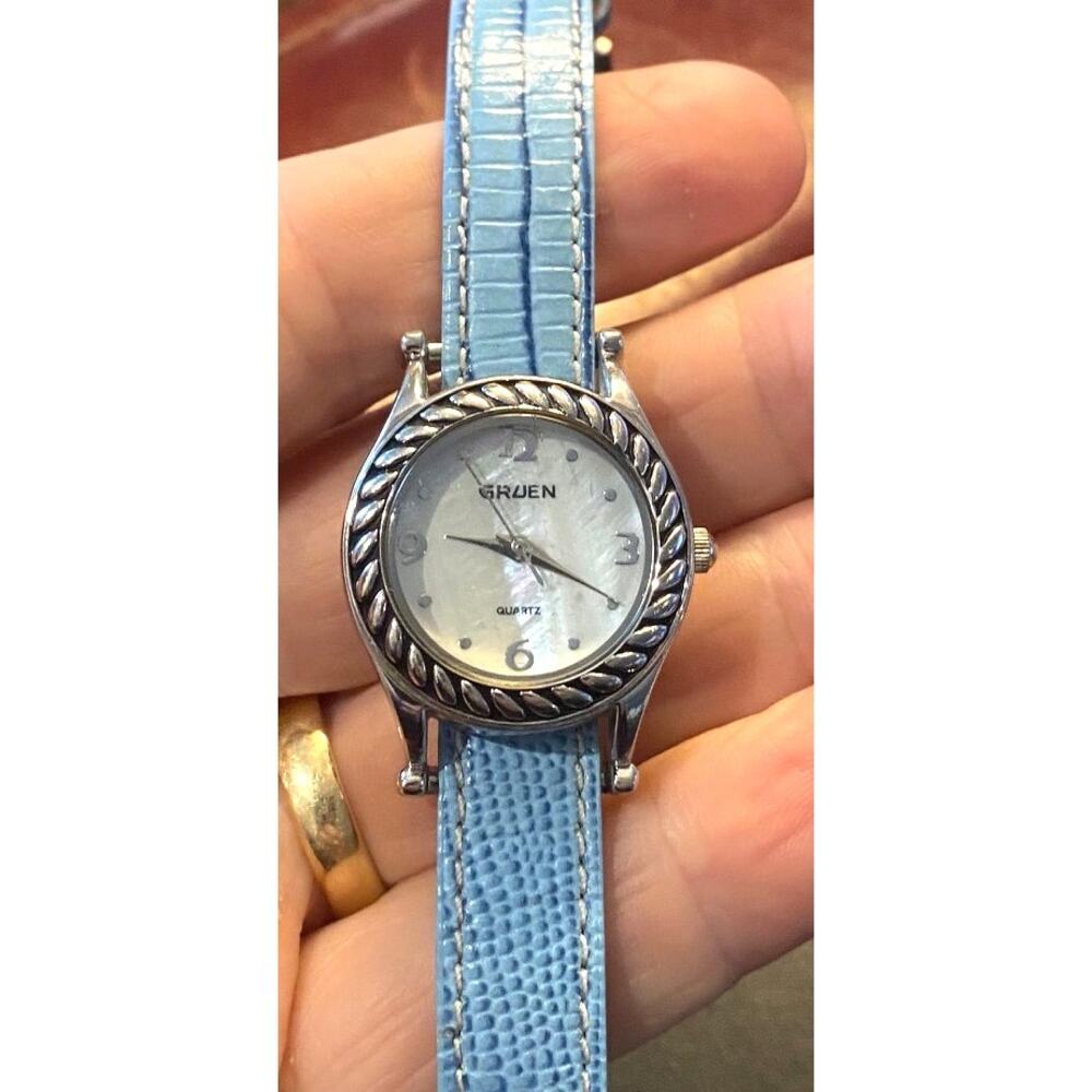 Women's 24mm Gruen Watch, Silver Tone with MOP Face